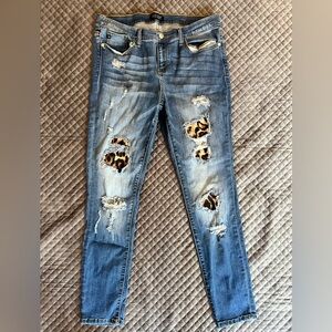 Judy Blue distressed leopard jeans